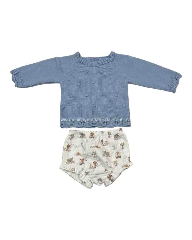 Comprar Ropa Infantil Conjunto Lana Panetes Celeste