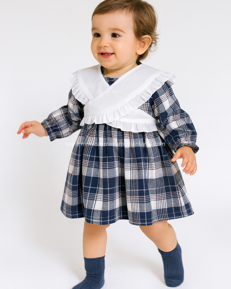 Comprar Ropa Infantil Vestido Cuadros Azulon Gris