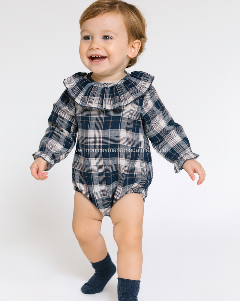 Comprar Ropa Infantil Pelele Cuadros Azulon  Gris