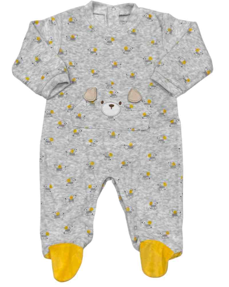 Comprar Ropa Infantil Pijama Terciopelo Oso Orejas Gris