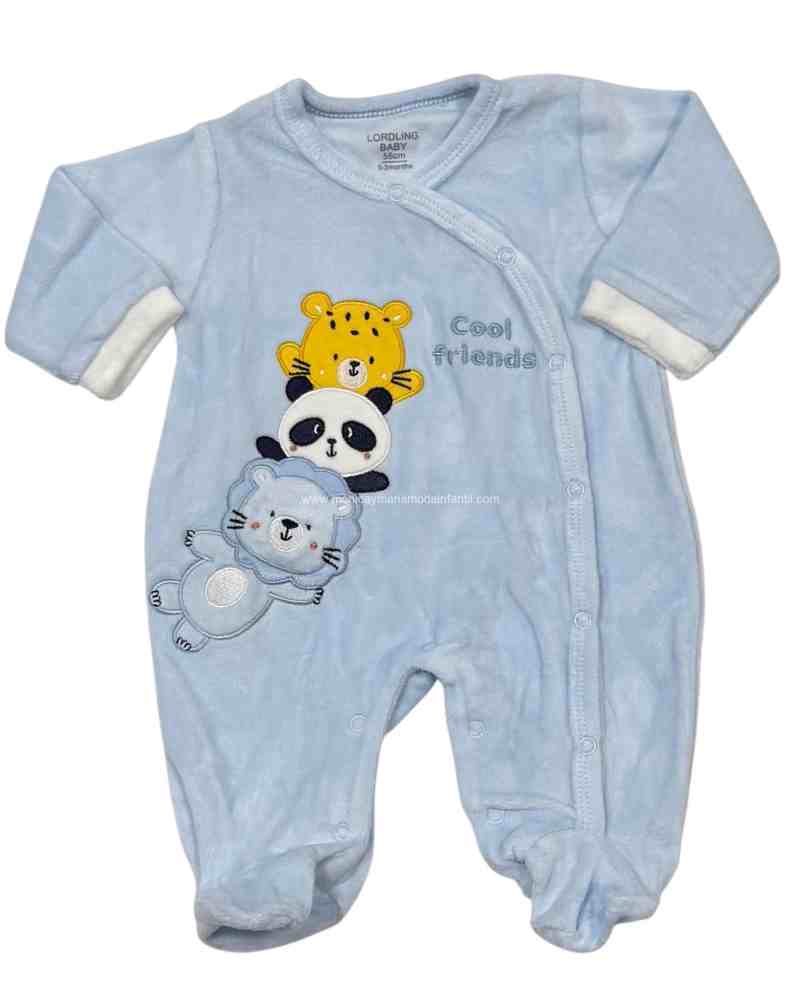 Comprar Ropa Infantil Pijama Terciopelo Oso Panda Celeste