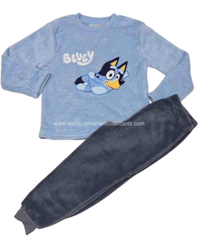 Comprar Ropa Infantil Pijama Terciopelo Bluey Celeste