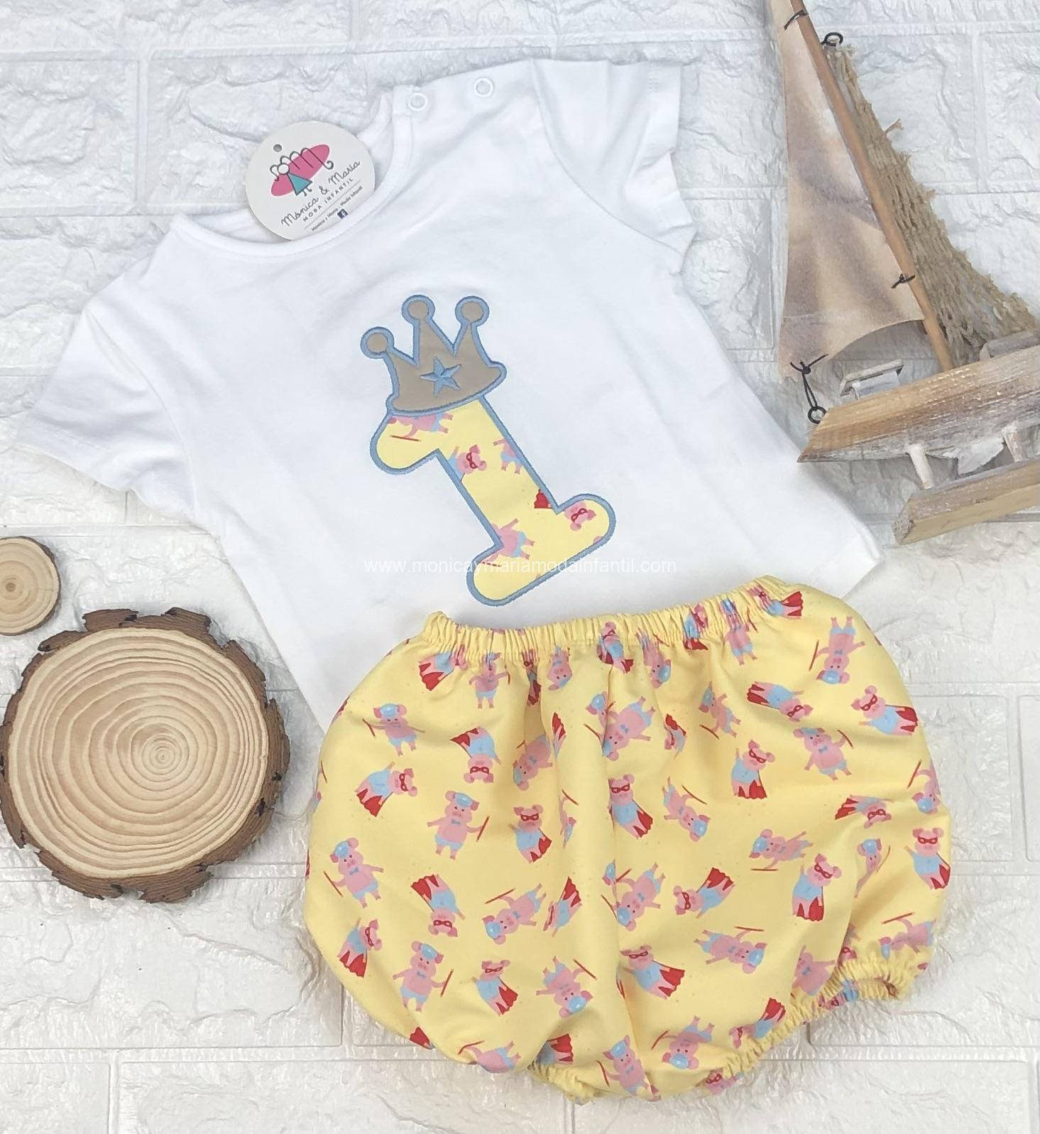 Conjunto Cumpleaños Cerdito niño 1 años - COMPRA AHORA en Mónica y María  Moda Infantil